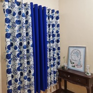 CA55Y - Polka Blue Mid Sold Per Pc Or 3in1 Set Ring Curtain ( 5ft - 152cm To 7ft - 213cm )