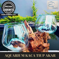 ASLI BALI AKUARIUM IKAN CUPANG BETA FISH DUA TINGKAT DIAMETER 15 CM / KACA TIUP DAN AKAR BALI / AQUA