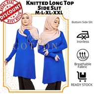 Long Top Muslimah .Muslimah Labuh Knitted.Blouse Muslimah Ironless.Blouse Muslimah Labuh