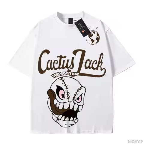 100% Cotton T Shirt Men Women Fashion Hip Hop T Shirts cactus jack Loose Short Sleeve Fans Gift Tops