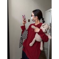 Naikan Costume/Next Day Delivery Saint Christmas New Year Red Simple Brushed Warm Round Neck Basic L