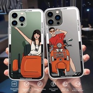 VESPA COUPLE Motif Case iphone IP 6 IP 7 IP 8 IP 11 IP 13 IP 12 IP 14 PROMAX IP XR IPX 7+ CASE MIRAC