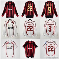 /Inzaji Football Jersey Print Number Milan 0607AC Jersey Kaka Long Sleeve Martini Retro Jersey Short