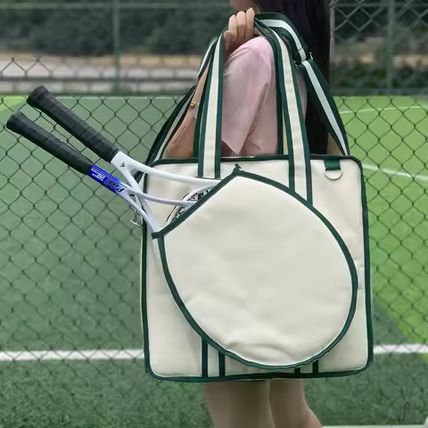 Canvas Tennis Bag Sports Tennis Bag Outdoor Hand-Held Crossbody Racket Bag Detachable Racket Bag