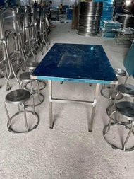 [Xưởng sản xuất] Bàn inox chân vuông gấp gọn. bàn ăn inox bàn inox chữ nhật hàng loại 1 dày dặn chắc