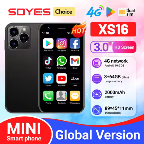 SOYES XS16 Mini 4G LTE Android10.0 Smartphone 3GB RAM 64GB ROM 3" Display 5MP Camera Dual SIM With P