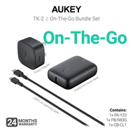 AUKEY TK-2 On-The-Go Bundle Set Power Adapter, 10,000mAH Powerbank, USB-C to Lghtng Cable