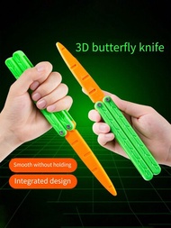 1把創意3d打印的蝴蝶刀,形狀像胡蘿蔔,塑料翻轉訓練刀,萬聖節/聖誕節/感恩節玩具收藏禮物(隨機飾品)