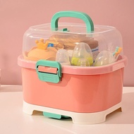 Portable Baby Bottle Storage Box Drying Rack with Cover Newborn Accessories Organizer