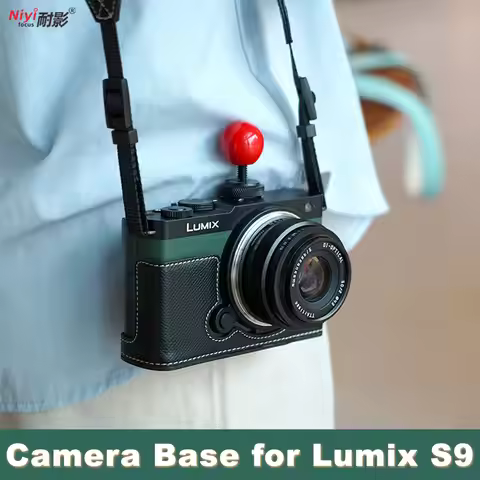 Camera Case For Panasonic Lumix S9 Man-made Leather Camera Bag Half Base camera bag shoulder Bottom 