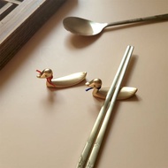 [2 pcs] Made in Korea Matte Gold Eternal Love Wedding Goose & Mandarin Duck Chopstick Rest Set Popul