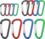 Aluminum Carabiner Clip Multi Size 12 Pack, 2in/5cm 2.3in/5.8cm 3in/7.6cm D Ring, Heavy Duty Lightwe