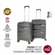 SAMEL 20" + 24" FGD 383 JAPANESES CONCEPT EXPANDABLE ANTI THEFT ZIPPER PP LUGGAGE 2IN1 SET