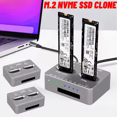 Dual-Bay M.2 NVME SSD Clone USB3.2 Type C NVME Docking Station M.2 M.3 NVME PCI-E External Hard Disk