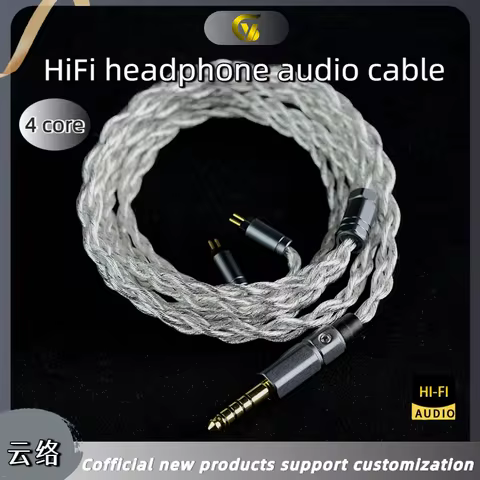 GY HiFi‑377 4‑Core Single Crystal Silver Earphone Upgrade Cable Cabo Fone 2.5/3.5/4.4mm MMCX 2Pin Fo