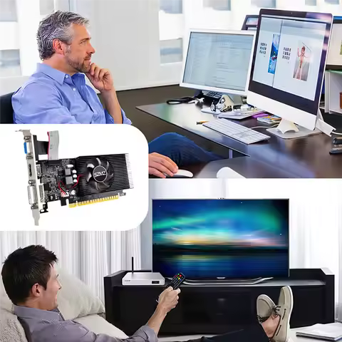 SCLS GT730 4GB DDR3 128Bit Graphics Card with Cooling Fan Low Profile Graphics Card for Office/Home 