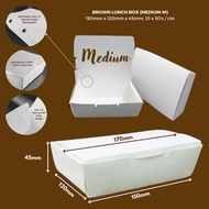 (1 ctn)White Paper Lunch Box (Medium-M) : 15.0cm (L) x 12.0cm (W) x 4.5cm (H)