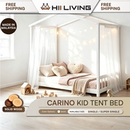 Hii Living CARINO Wooden Bed (White) Single Bed Kids Single Bed Solid wood Material Katil Kanak