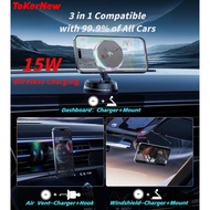 ToKerNew 2025 New Qi2 15W Mag-Safe Car Mount Charger with Cooling Fan Suction Wireless Magnetic Moun