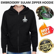 EMBROIDERY SULAM F-35 LIGHTNING FIGHTER JET HOODIE ZIPPER SWEATSHIRT SWEATER PULLOVER BLACK