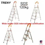 TRENY 3 Step 4 Step 5 Step 6 Step Stainless Steel Aluminium Pedal Foldable Stool Ladder with Hand Grip