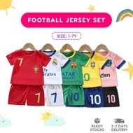 Kids 1-7Y Football Jersey Set Short Sleeve Shirt Sport Pants 2pcs Set | Baju Budak Bola Sepak Kanak-Kanak AM10276