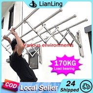 【1 Year Warranty】1M-2M 3/4/5 Bar Stainless Steel Retractable Wall Mounted Clothes Hanger Ampaian Baj