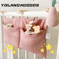 YOLA Storage Bag, Diaper Storage Multifunction Crib Hanging Bag, Portable Infant Products Convenient 2 Pockets Cot Bed Organizer