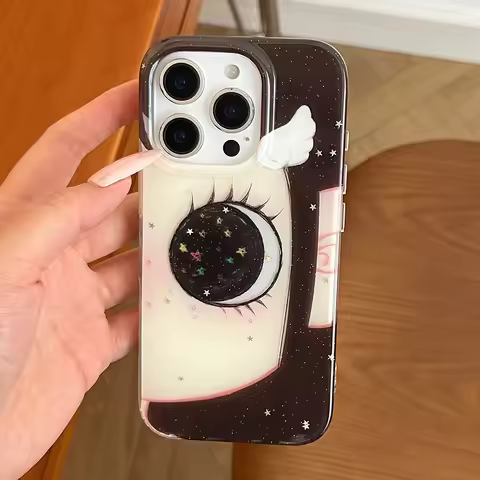 Cute Anime Shinning Eyes Cartoon Phone Case for IPhone 17 16 15 14 Pro 13 Max Comic Girl Glittering 