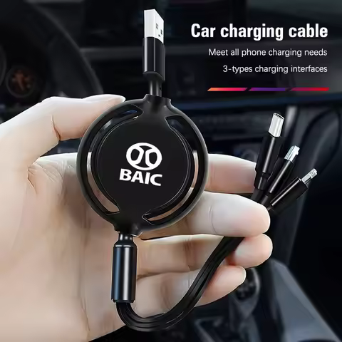 Car 100w Fast Charging Data Cable Scalable 3 In 1 Phone Charger Type C for Baic Senova X25 X35 X55 X