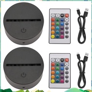 2 Pack 3D Night LED Light Lamp Base + Remote Control + USB Cable, 16 Colors Light Show Display Stand