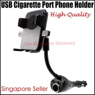 USB Car Cigarette Port Mount Phone Holder Stand Charger Handphone