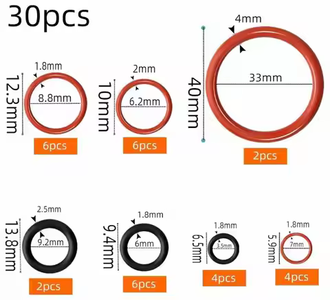 1/2 Sets Durable Silicone Seal O-rings Coffee Machine O Ring Red/Black Ensures Long Lasting Performa