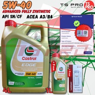 Castrol Edge 5W40 5W-40 Engine Oil (4L) + (1L) + Free TS PRO Mileage Sticker