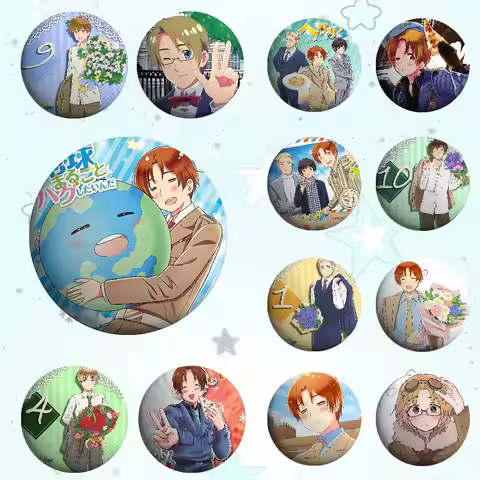 Anime H-Hetalia World Stars Badges Tinplate Soft Button Pin Brooch Metal Badge Custom Jewelry Access