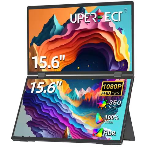 UPERFECT Delta 15.6" Dual Portable Monitor for Laptop Screen Extender 1080P HDR Folding Stacked Trip