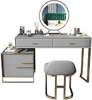 WZHZJ Nordic Vanity Dressing Table Home Dressers Bedroom Furniture Moveable Bedside Table with Mirror Wooden Dressing Table Cabinet (Color : B)
