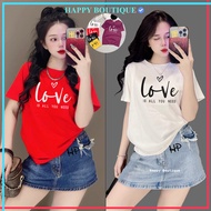 Thai Women's T-shirt [Code A16] Medium Form 40~60kg Stylized Letters 100% Cotton Soft and Cool [YOU 