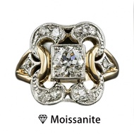 1pc Women's High Quality Clover Flower & Star Ring, 4g 925 Sterling Silver, 0.5ct Round Moissanite,