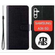 Flip Cover Full Black Black For SAMSUNG A36 5G Leather Case SAMSUNG A36 5G Wallet Open Close SAMSUNG