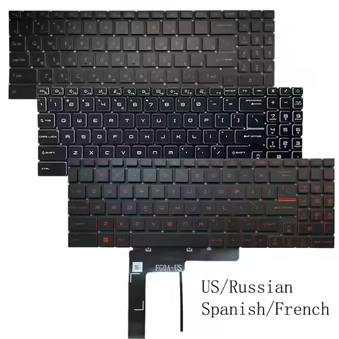 New Backlit US/Russian/Spanish/French Keyboard For MSI GL66 GF66 GF76 MS-1581 1582 1583 1585 GL76 MS