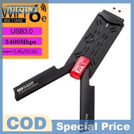 Store YUEQIN3 อะแดปเตอร์ Wifi6E USB AX5400M 2.4G 5G 6GHz USB 3.0 WiFi 6ตัวรับสัญญาณเสาอากาศ Tri-band