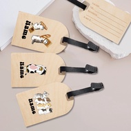 Personalize Cute Cat Print Luggage Tag Custom Name Travel wooden Luggage Tag For Suitcase Baggage Ha
