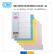 CBE PAPER COLOR INDEX DIVIDER 5 COLOR - A4 - 11 HOLES - 10 SET (50 SHEETS)