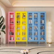 Dustproof steel bookcase Glass door display cabinet Household bookshelf Multi-layer storage cabinet