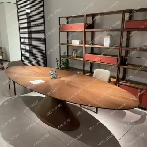 Hh2cc2 UFO dining table oval solid wood special-shaped villa high-end minimalist light luxury desk
