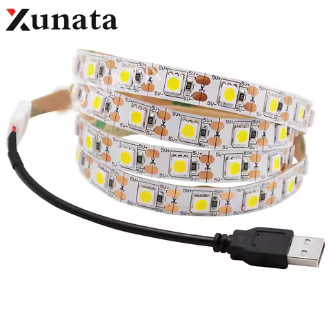 0.5m 1m 2m 3m 4m 5m DC 5V USB White/Warm White 60Leds/m Led Strip Light DC 12V 5050 Flexible Led Str