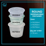 50pcs RO 250ml, 450ml, 750ml Round Microwavable Container, heat resistant Food container