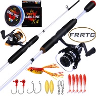 FRRTC Fishing Combo Carbon Fiber Spinning Rod Reel 2 Sections Rod for Saltwater/Freshwater Fishing