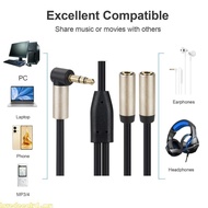 Love Headphone Splitter 3 5mm Male to 2 Female Port 7 87 20cm Right Angled Extension Cable for Phone